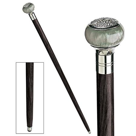 DESIGN TOSCANO Gentleman's Choice: Emerald Sphere Solid Hardwood Walking Stick TV5237